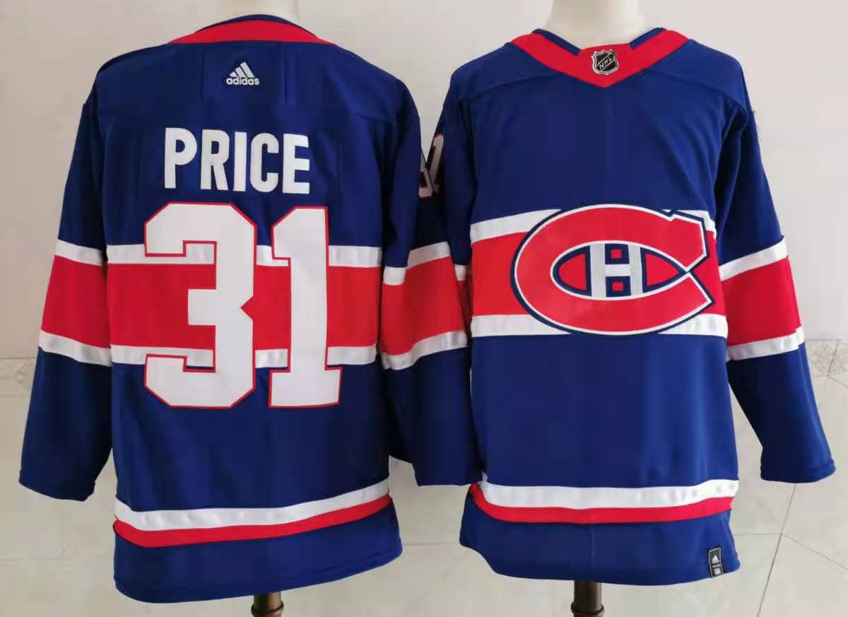 Cheap Men Montreal Canadiens 31 Price Blue Throwback Authentic Stitched 2020 Adidias NHL Jersey